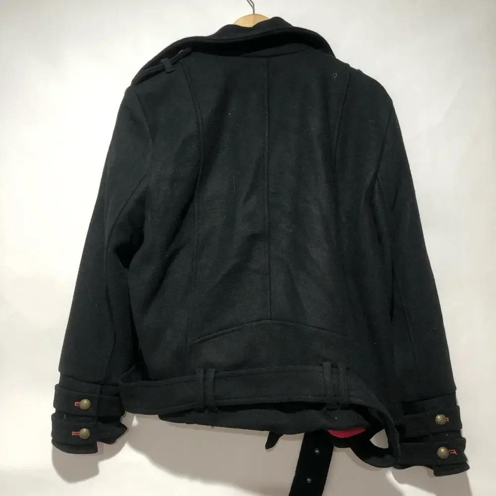 Free People Manteau Cecelia Peacoat Button Front Buckle Detail Black M $348 - Picture 10 of 16